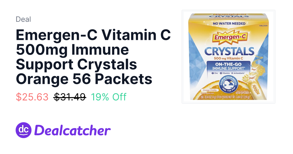 Amazon - Emergen-C Vitamin C 500mg Immune Support Crystals Orange 56 Packets $25.63