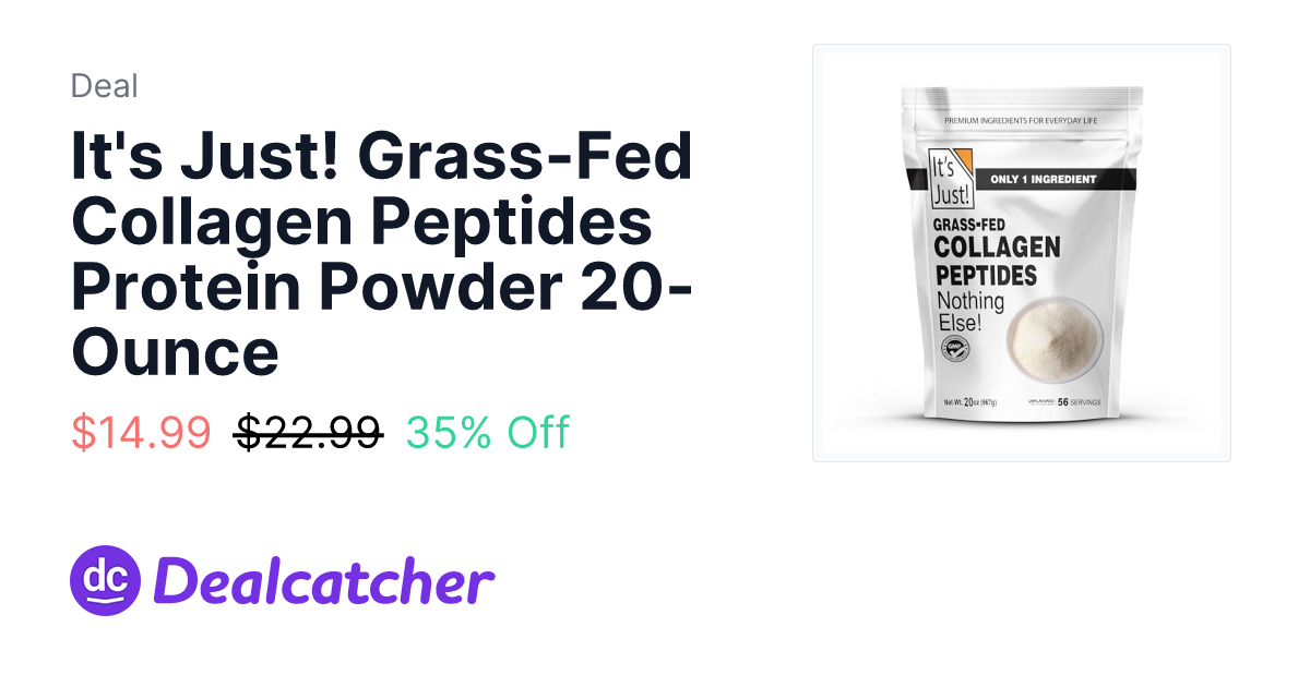 Amazon - It's Just! Grass-Fed Collagen Peptides Protein Powder 20-Ounce $14.99