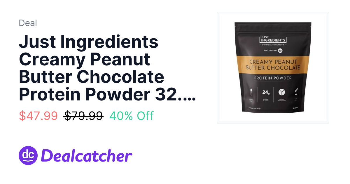 Target - Just Ingredients Creamy Peanut Butter Chocolate Protein Powder 32.52oz $47.99