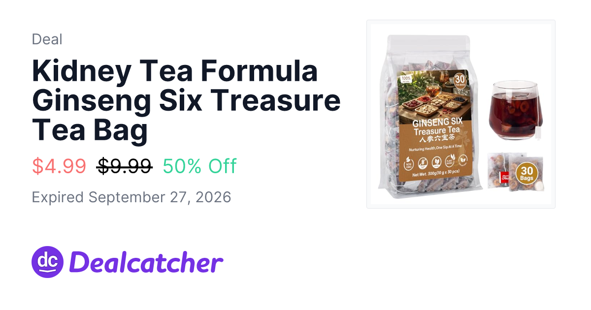 Amazon - Kidney Tea Formula Ginseng Six Treasure Tea Bag $4.99