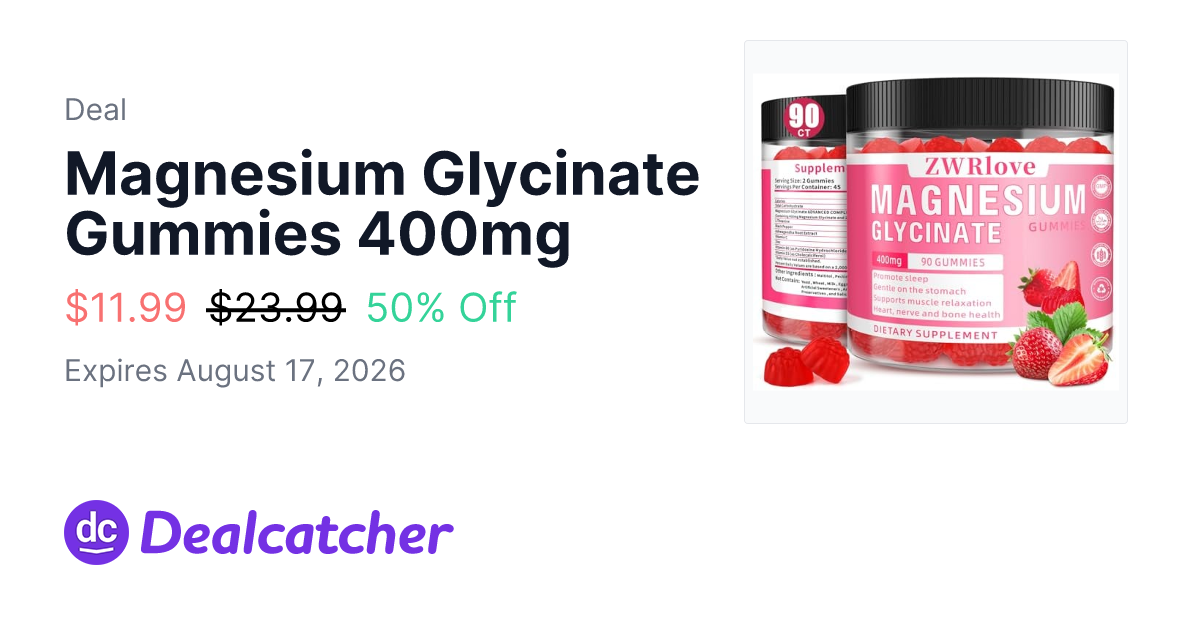Amazon - Magnesium Glycinate Gummies 400mg $11.99
