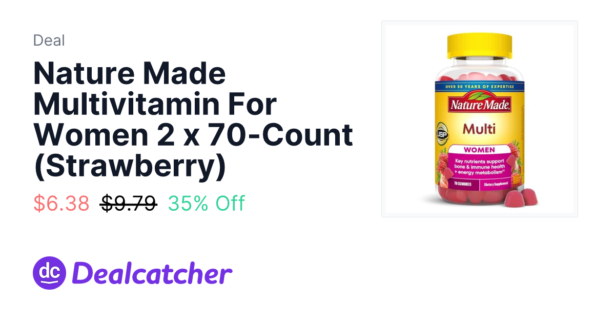 Amazon - Nature Made Multivitamin For Women 2 x 70-Count (Strawberry) $6.38