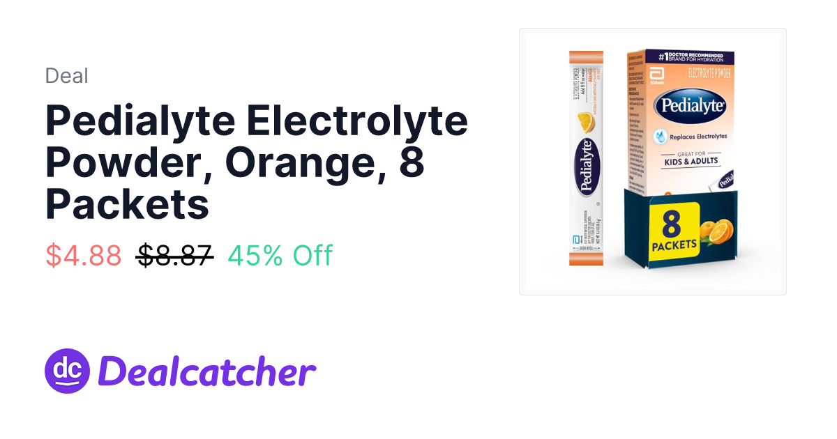 Amazon - Pedialyte Electrolyte Powder, Orange, 8 Packets $4.88