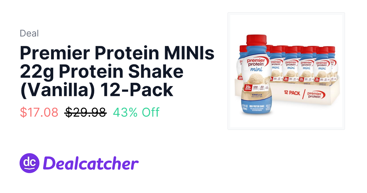 Amazon - Premier Protein MINIs 22g Protein Shake (Vanilla) 12-Pack $17.08