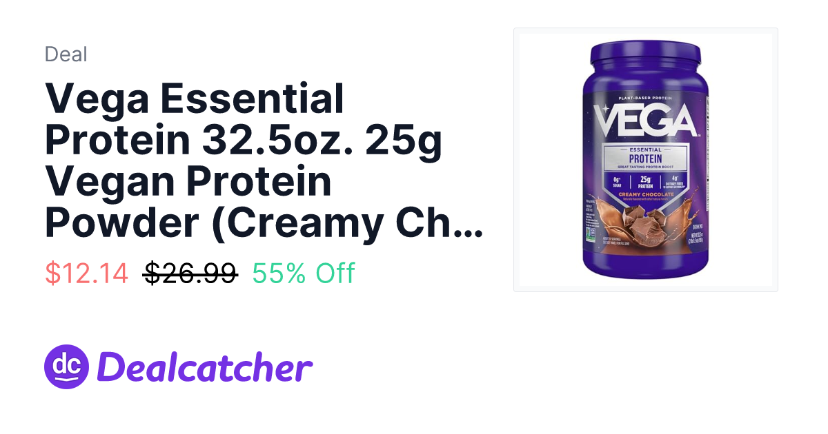 Amazon - Vega Essential Protein 32.5oz. 25g Vegan Protein Powder (Creamy Chocolate) $12.14