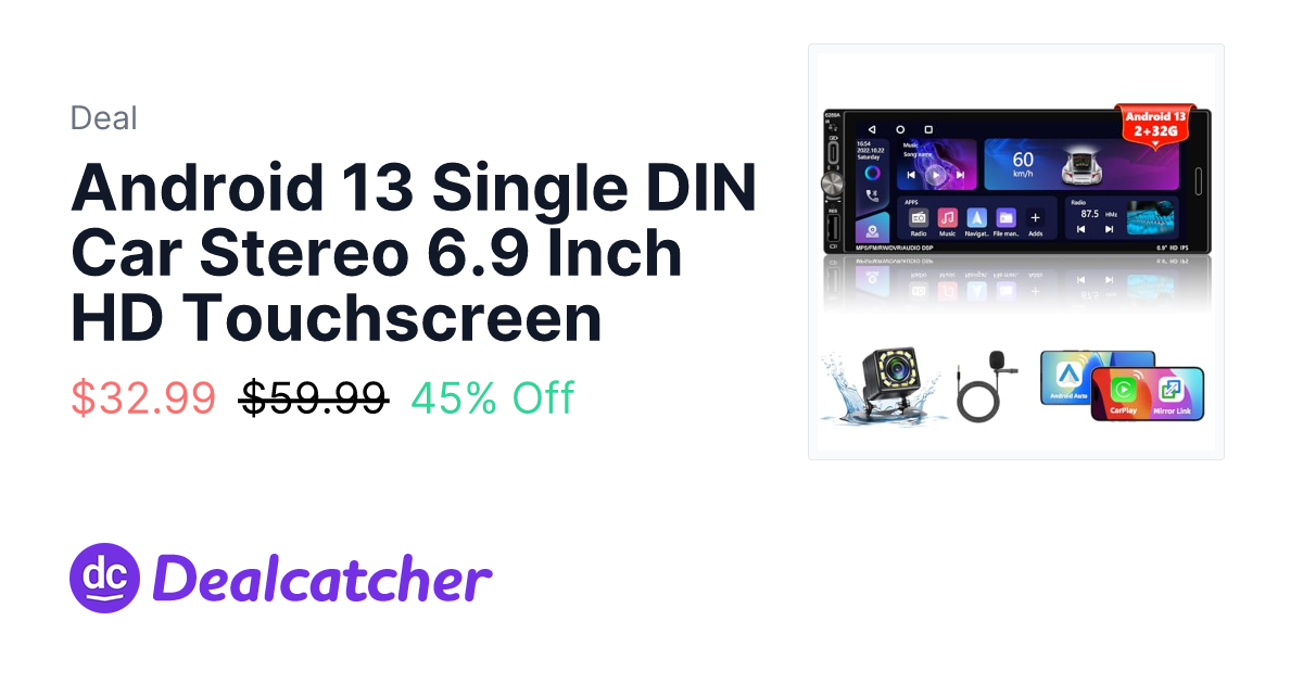 Amazon - Android 13 Single DIN Car Stereo 6.9 Inch HD Touchscreen $32.99