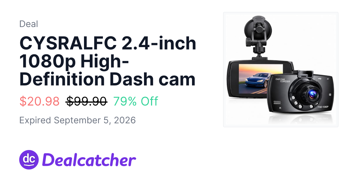 Amazon - CYSRALFC 2.4-inch 1080p High-Definition Dash cam $20.98
