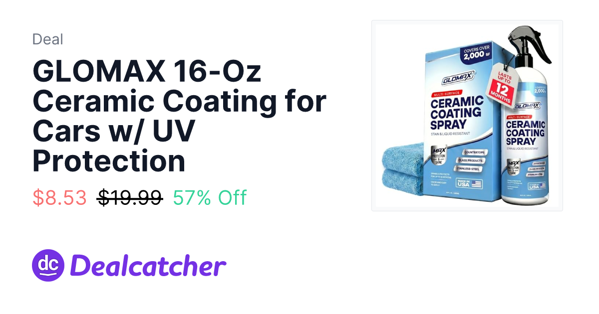 Amazon - GLOMAX 16-Oz Ceramic Coating for Cars w/ UV Protection $8.53