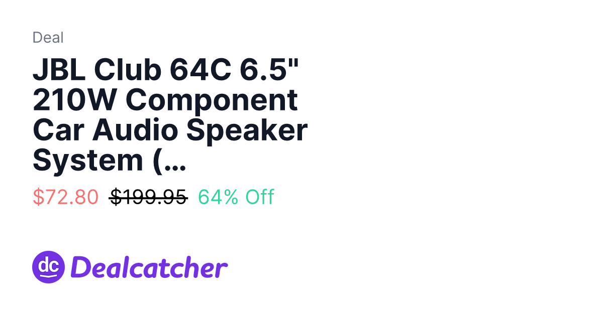 eBay - JBL Club 64C 6.5" 210W Component Car Audio Speaker System (Refurbished) $72.80