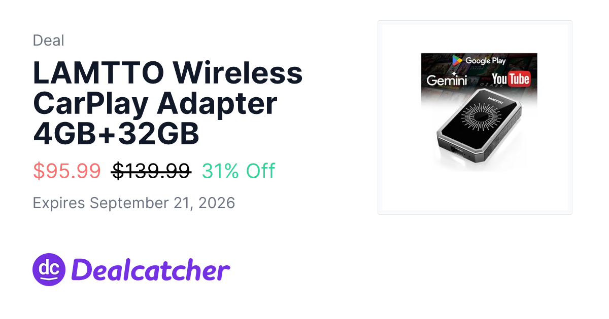 Amazon - LAMTTO Wireless CarPlay Adapter 4GB+32GB $95.99