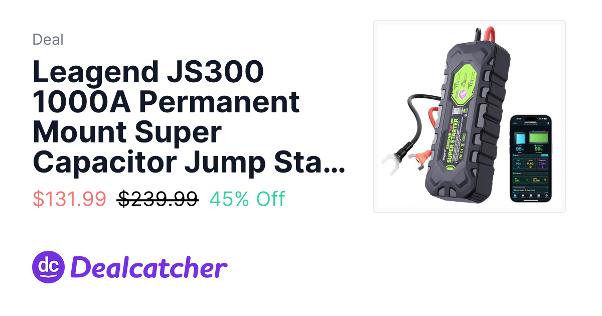 Amazon - Leagend JS300 1000A Permanent Mount Super Capacitor Jump Starter $131.99