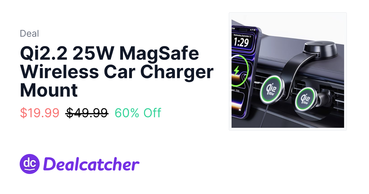 Amazon - Qi2.2 25W MagSafe Wireless Car Charger Mount $19.99