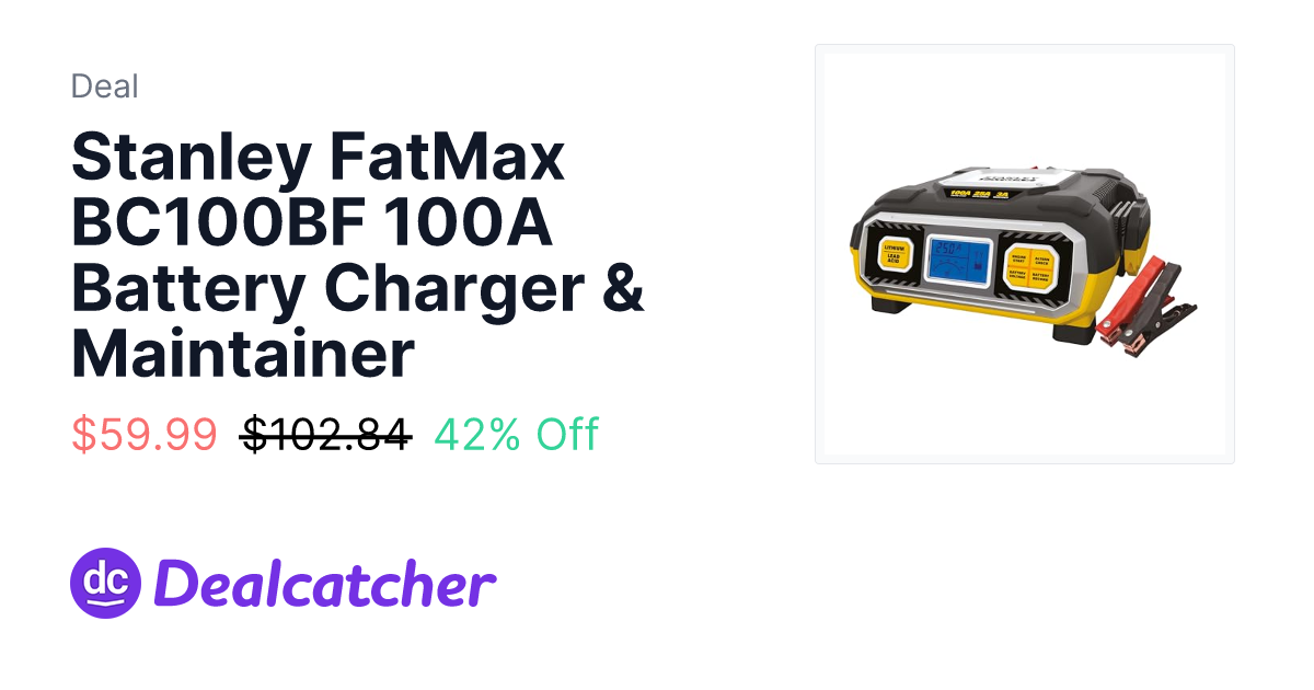 Amazon - Stanley FatMax BC100BF 100A Battery Charger & Maintainer $59.99