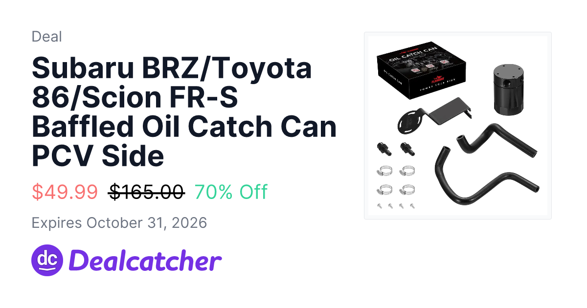 Flashark - Subaru BRZ/Toyota 86/Scion FR-S Baffled Oil Catch Can PCV Side $49.99