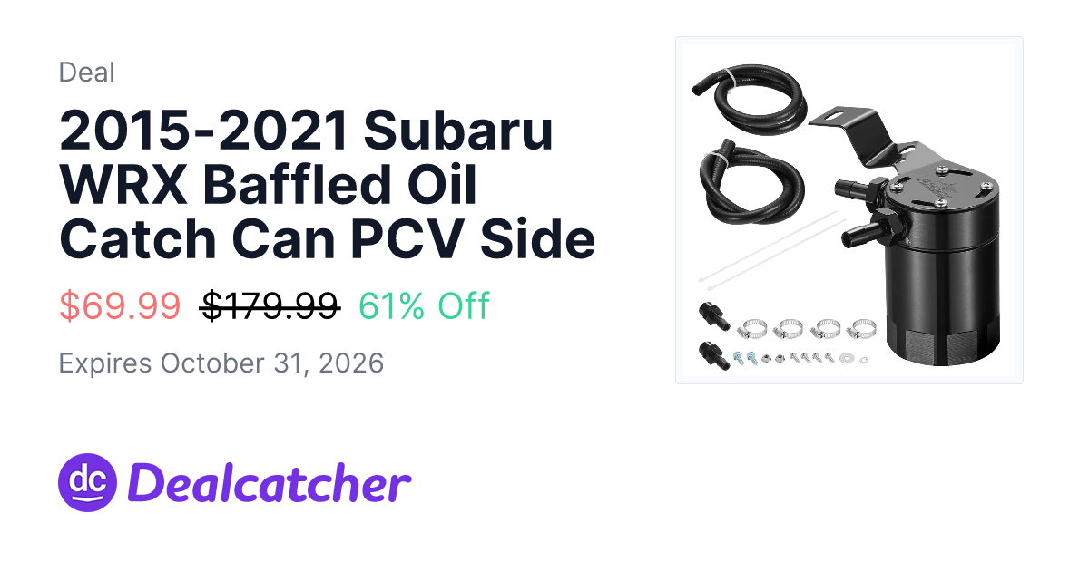 Flashark - 2015-2021 Subaru WRX Baffled Oil Catch Can PCV Side $69.99