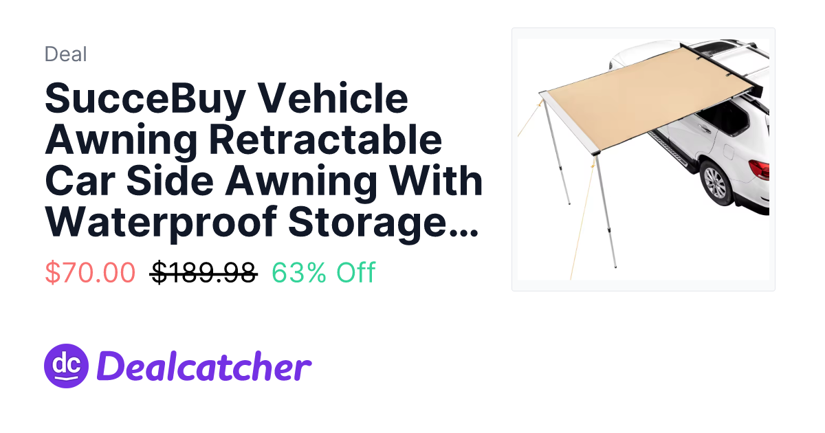AliExpress - SucceBuy Vehicle Awning Retractable Car Side Awning With Waterproof Storage Bag $70.00
