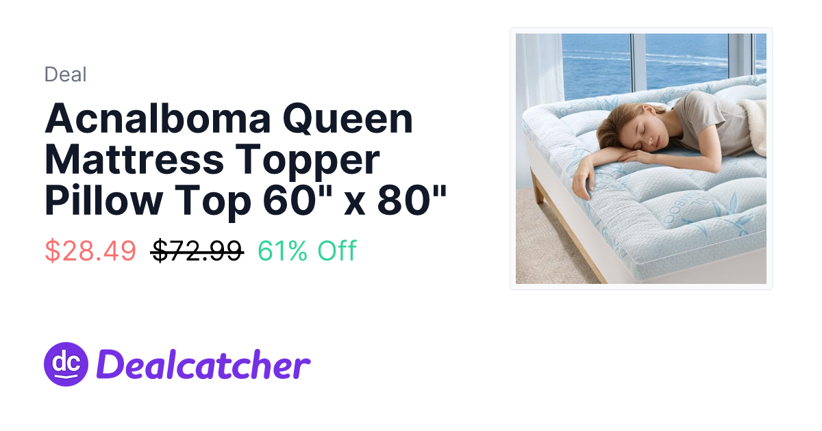 Amazon - Acnalboma Queen Mattress Topper Pillow Top 60" x 80" $28.49