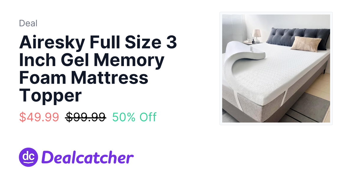 Amazon - Airesky Full Size 3 Inch Gel Memory Foam Mattress Topper $49.99