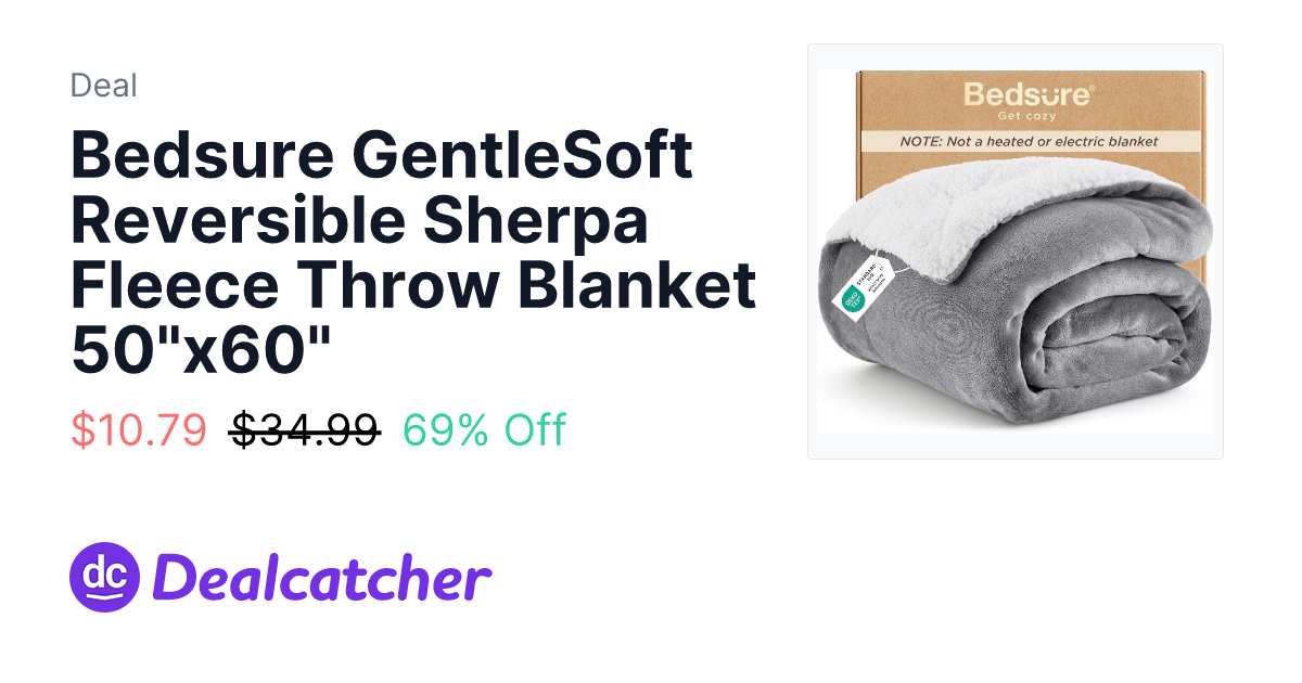 Amazon - Bedsure GentleSoft Reversible Sherpa Fleece Throw Blanket 50"x60" $10.79