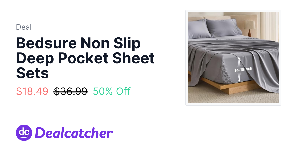 Amazon - Bedsure Non Slip Deep Pocket Sheet Sets $18.49