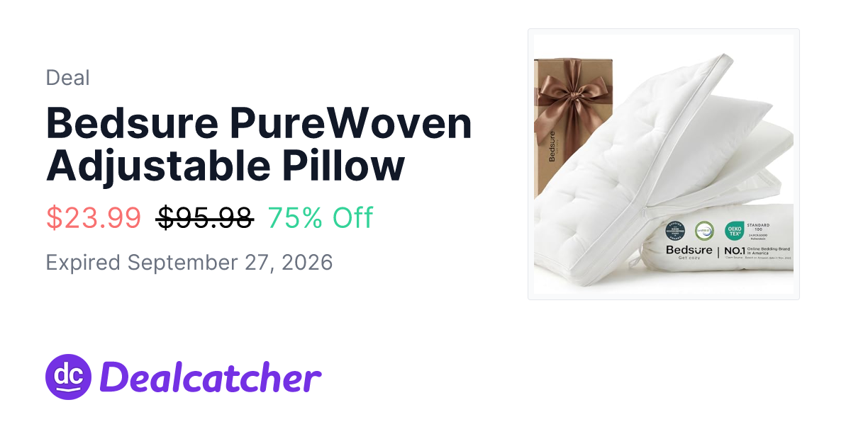 Amazon - Bedsure PureWoven Adjustable Pillow $23.99