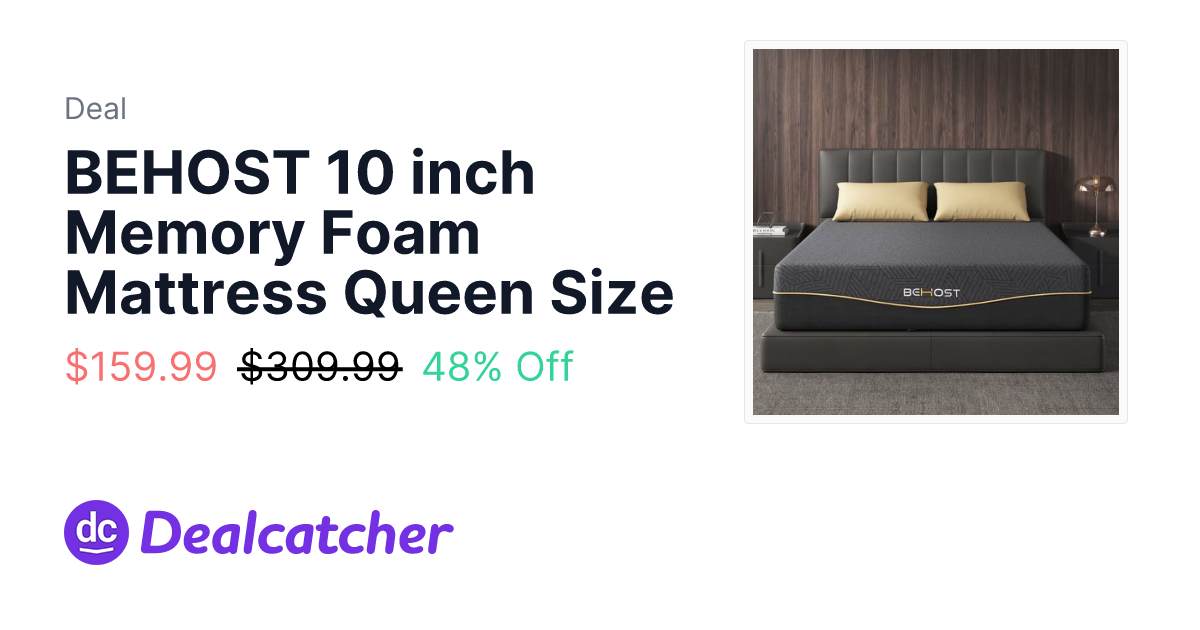 Walmart - BEHOST 10 inch Memory Foam Mattress Queen Size $159.99