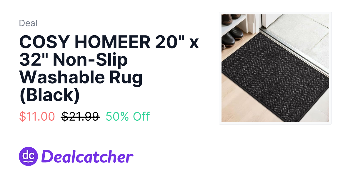 Amazon - COSY HOMEER 20" x 32" Non-Slip Washable Rug (Black) $11.00
