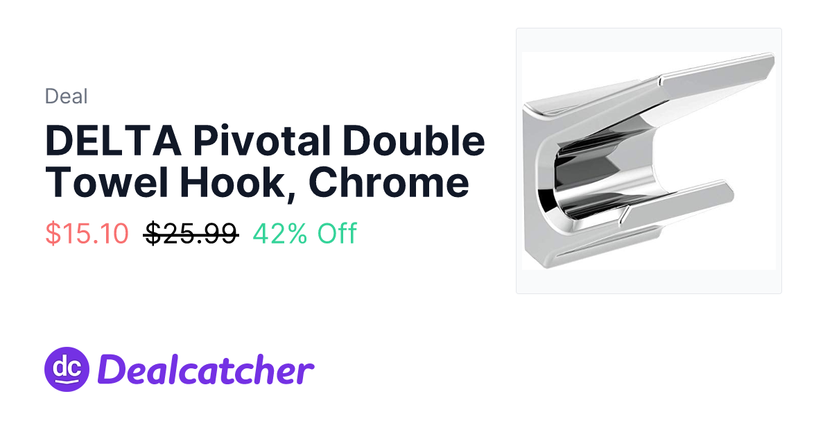 Amazon - DELTA Pivotal Double Towel Hook, Chrome $15.10