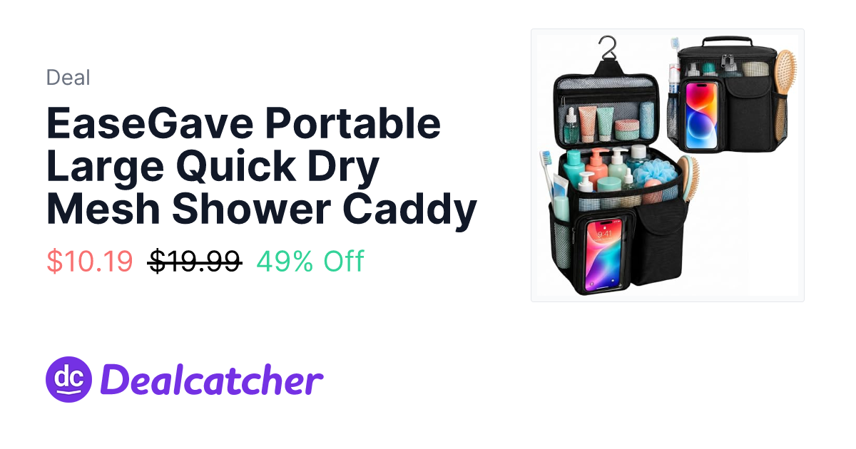 Amazon - EaseGave Portable Large Quick Dry Mesh Shower Caddy $10.19