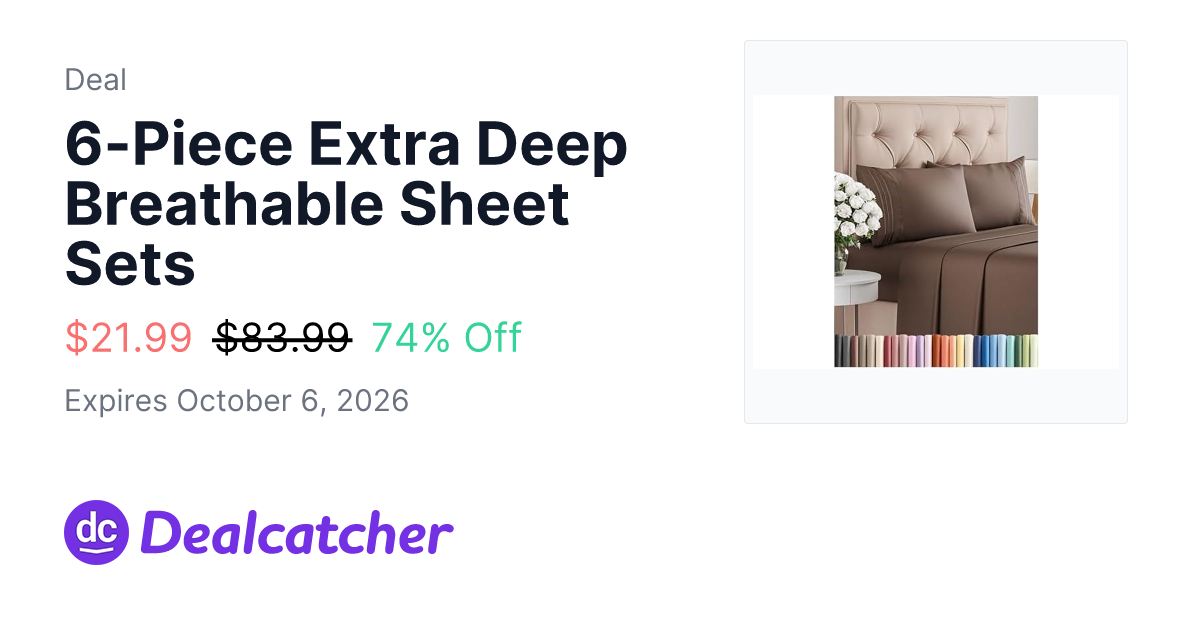 Woot - 6-Piece Extra Deep Breathable Sheet Sets $21.99