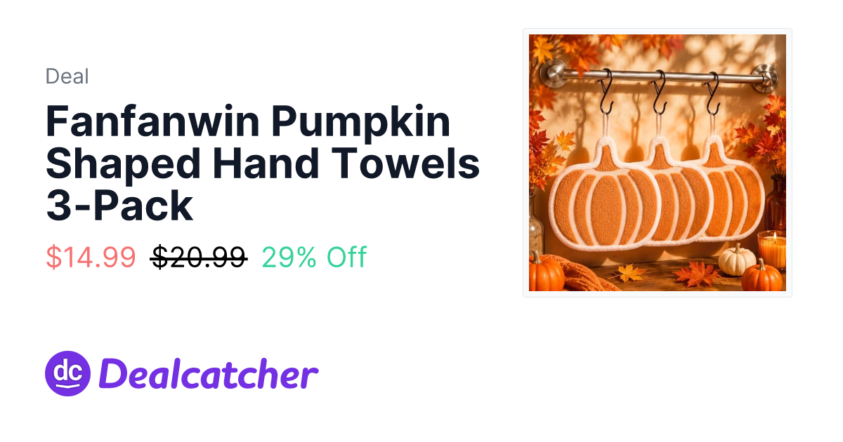 Amazon - Fanfanwin Pumpkin Shaped Hand Towels 3-Pack $14.99
