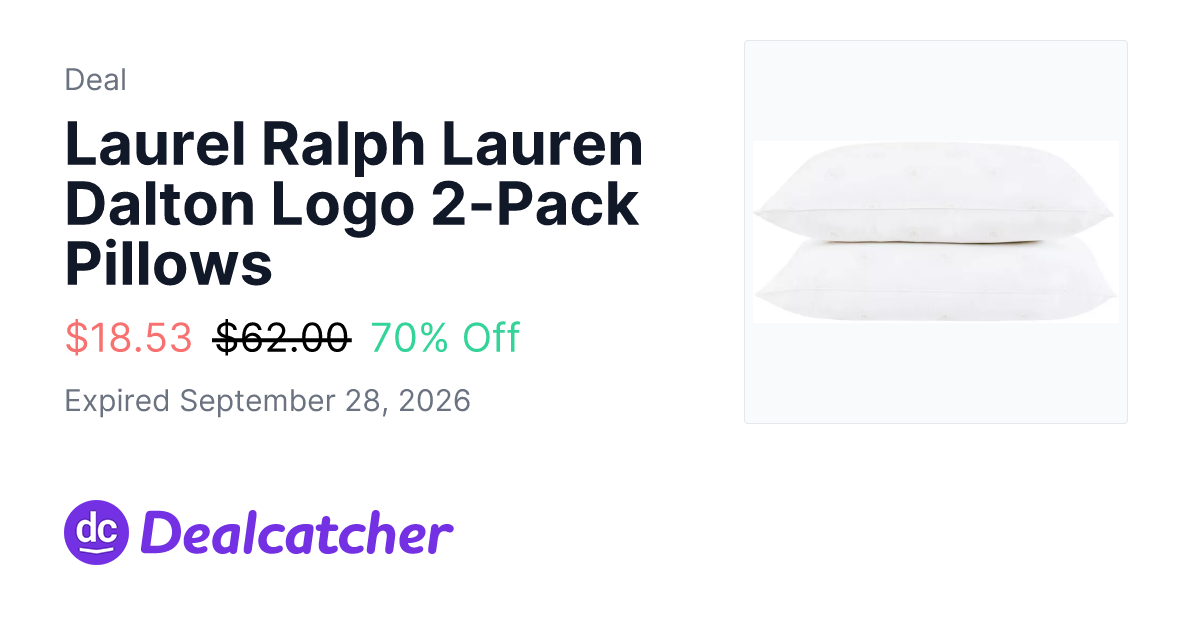 Macy's - Laurel Ralph Lauren Dalton Logo 2-Pack Pillows $18.53