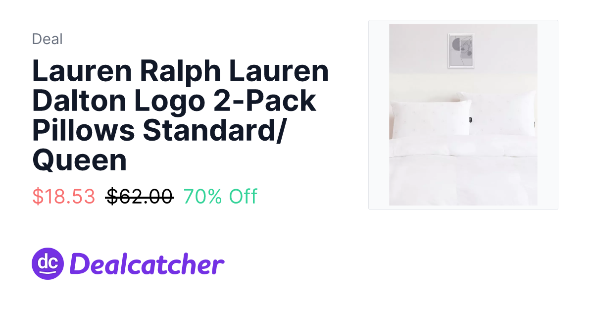 Macy's - Lauren Ralph Lauren Dalton Logo 2-Pack Pillows Standard/Queen $18.53