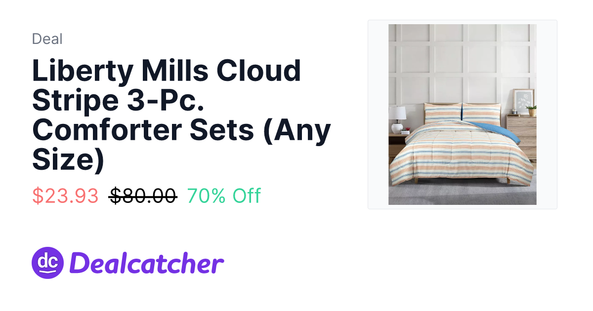 Macy's - Liberty Mills Cloud Stripe 3-Pc. Comforter Sets (Any Size) $23.93