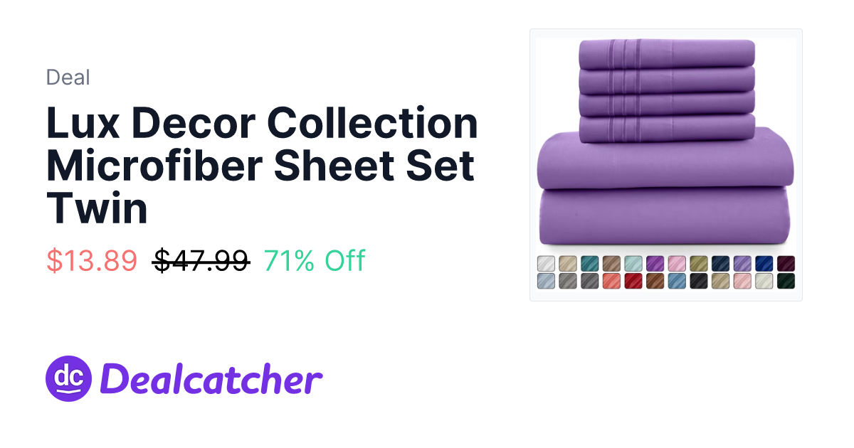 Walmart - Lux Decor Collection Microfiber Sheet Set Twin $13.89