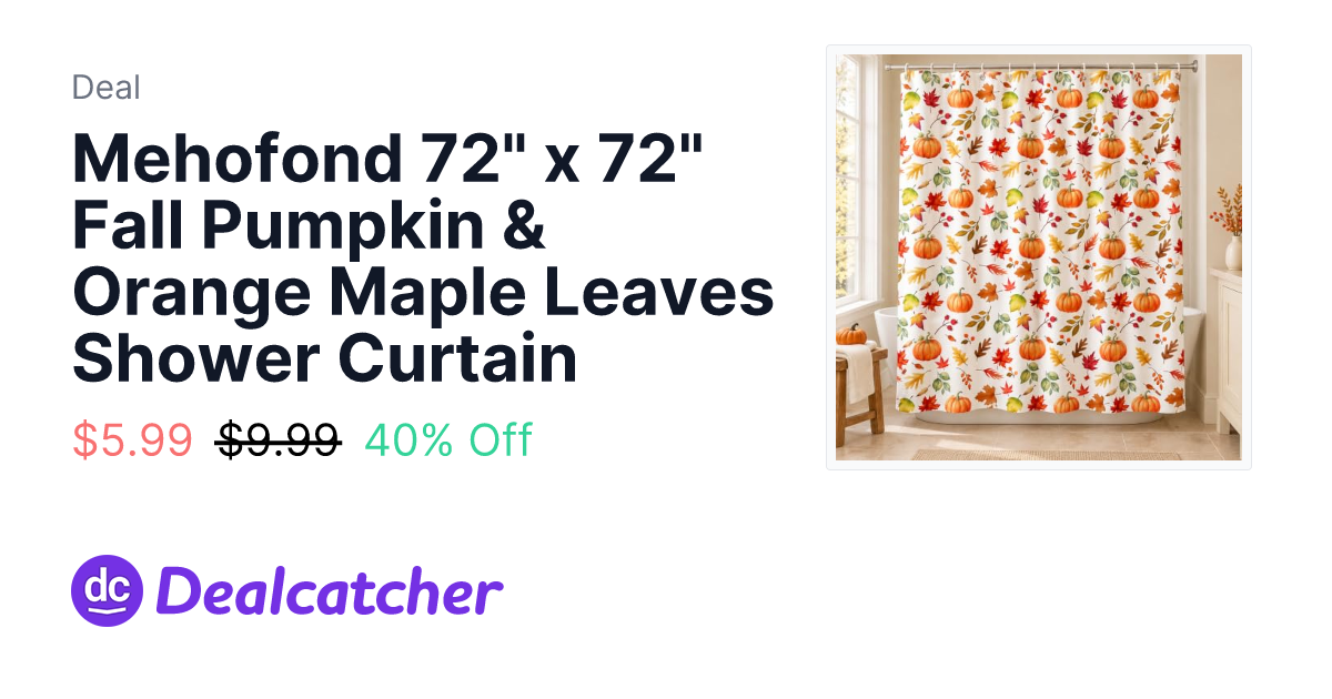 Amazon - Mehofond 72" x 72" Fall Pumpkin & Orange Maple Leaves Shower Curtain $5.99
