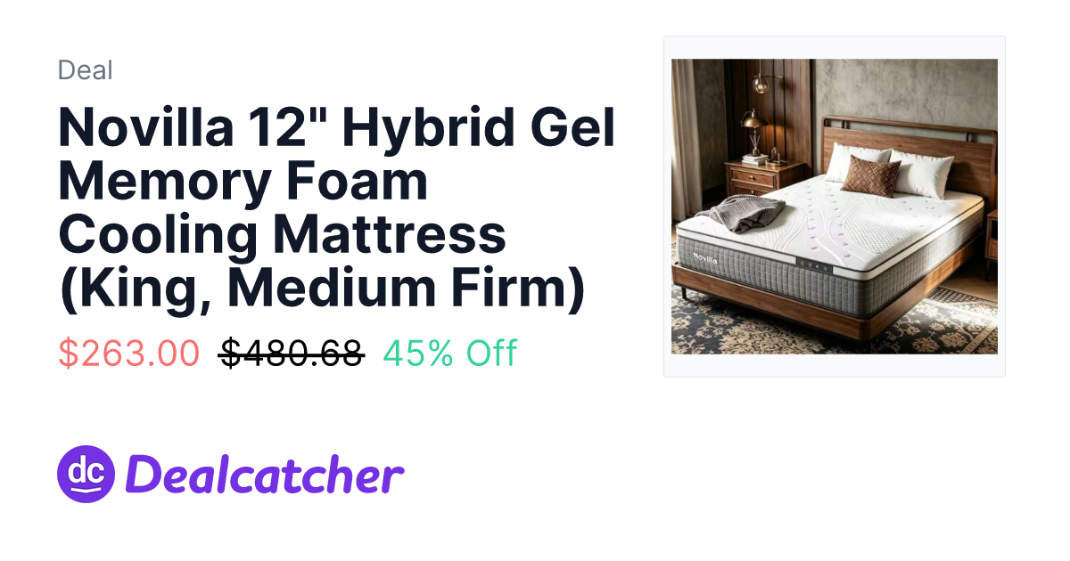 Home Depot - Novilla 12" Hybrid Gel Memory Foam Cooling Mattress (King, Medium Firm) $263.00