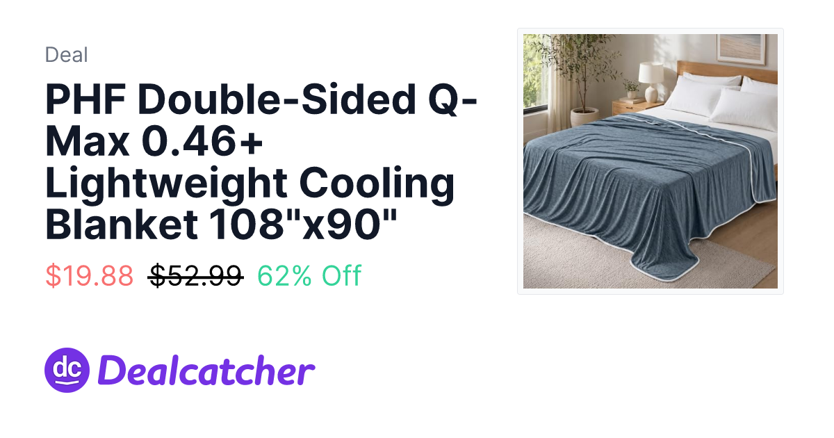 Amazon - PHF Double-Sided Q-Max 0.46+ Lightweight Cooling Blanket 108"x90" $19.88