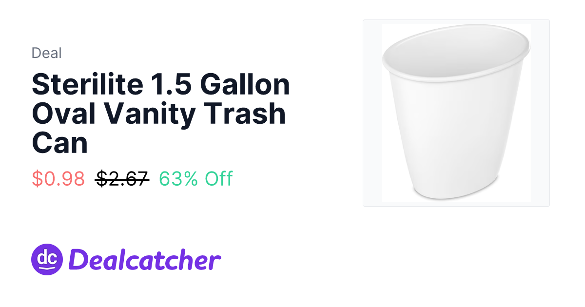 Walmart - Sterilite 1.5 Gallon Oval Vanity Trash Can $0.98