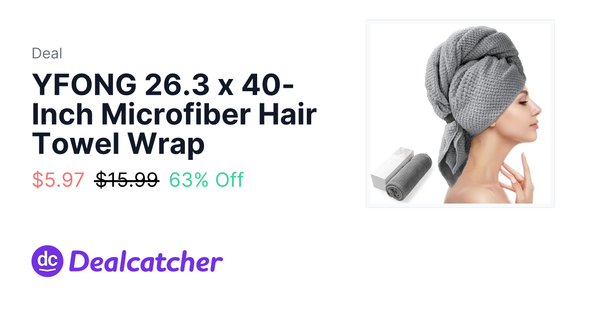 Amazon - YFONG 26.3 x 40-Inch Microfiber Hair Towel Wrap $5.97