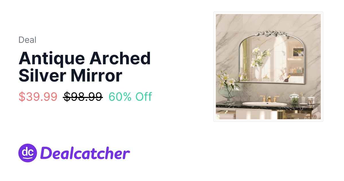 Amazon - Antique Arched Silver Mirror $41.88