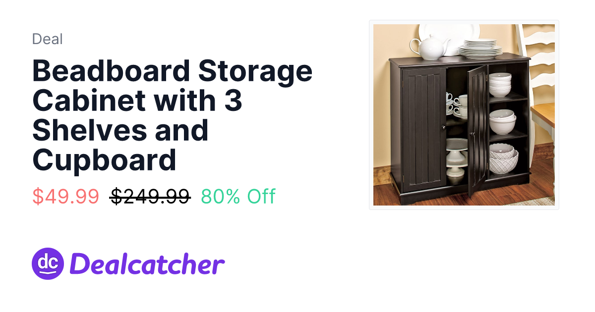 Lakeside Collection - Beadboard Storage Cabinet with 3 Shelves and Cupboard $49.99