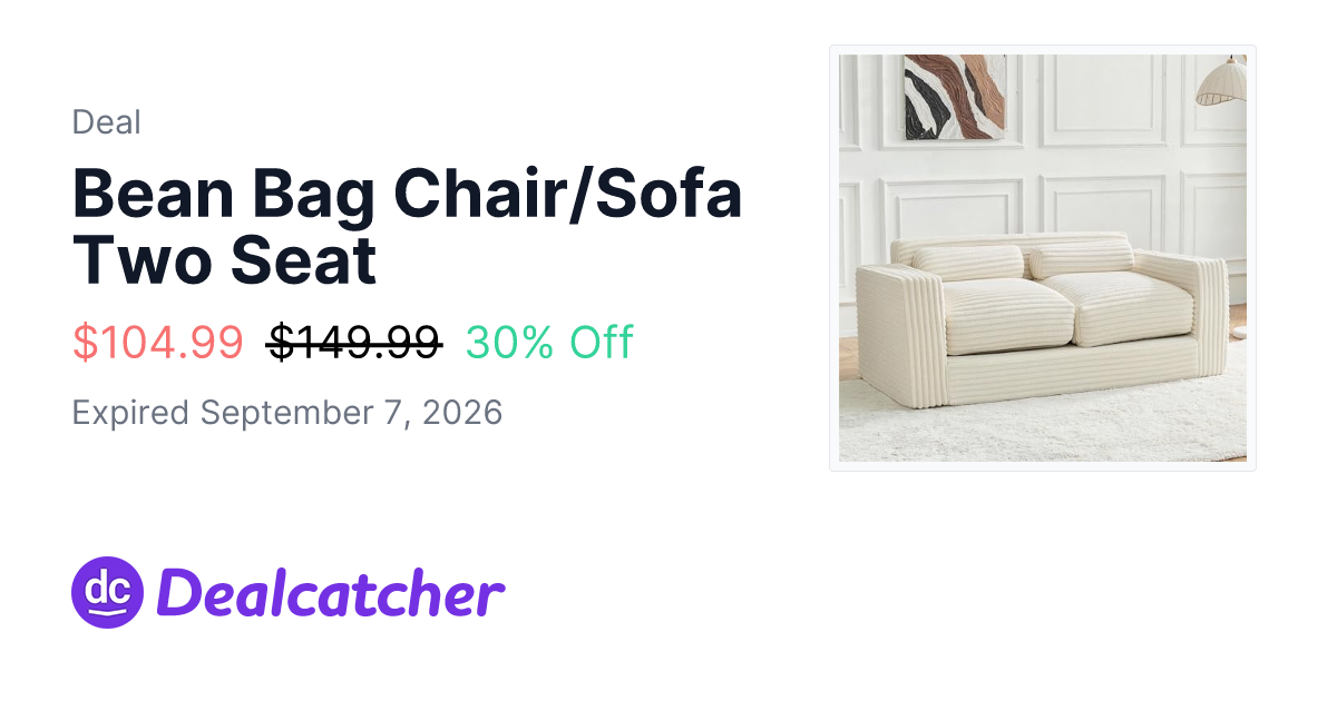 Amazon - Bean Bag Chair/Sofa Two Seat $104.99