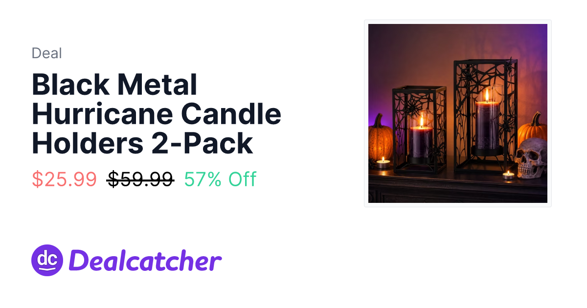 Walmart - Black Metal Hurricane Candle Holders 2-Pack $25.99