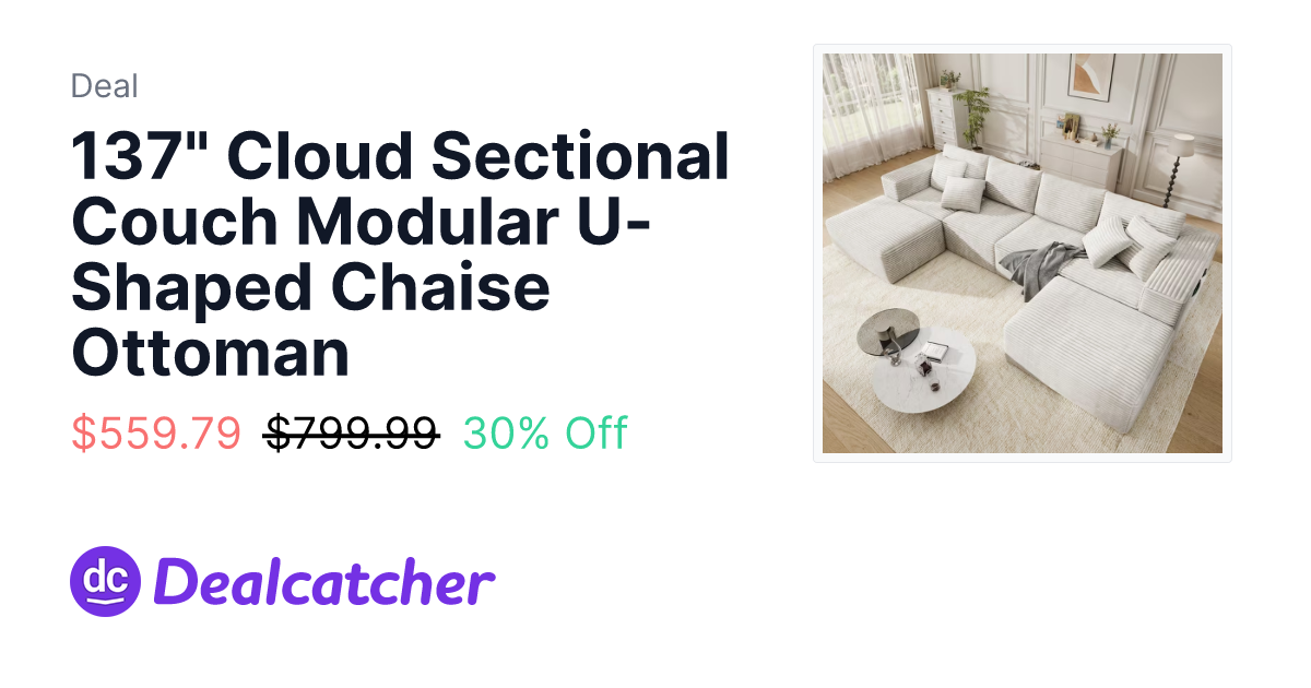Walmart - 137" Cloud Sectional Couch Modular U-Shaped Chaise Ottoman $559.79