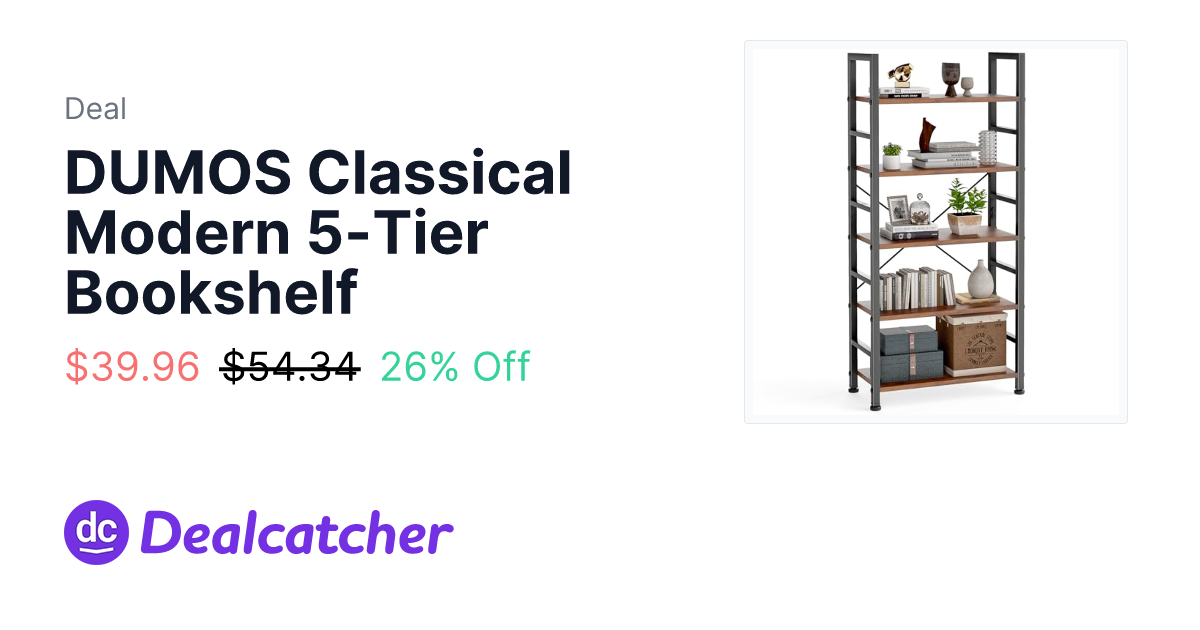 Amazon - DUMOS Classical Modern 5-Tier Bookshelf $39.96