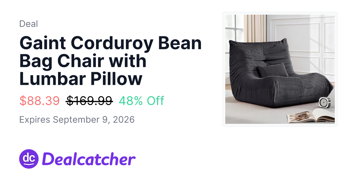 Amazon - Gaint Corduroy Bean Bag Chair with Lumbar Pillow $88.39