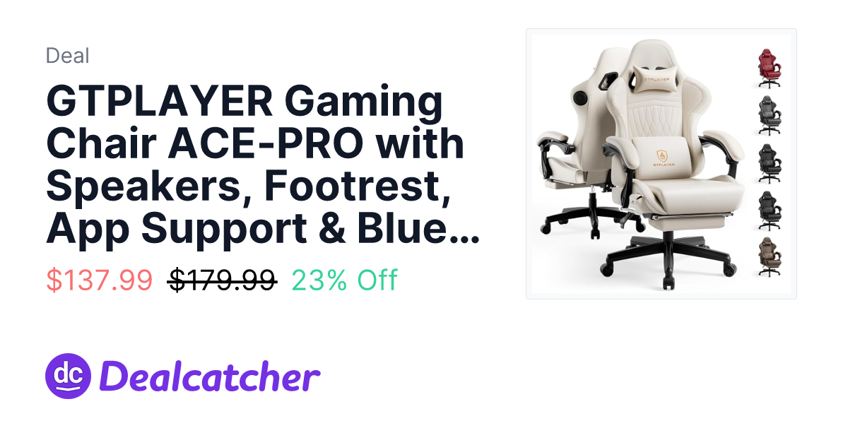Amazon - GTPLAYER Gaming Chair ACE-PRO with Speakers, Footrest, App Support & Bluetooth Control $137.99
