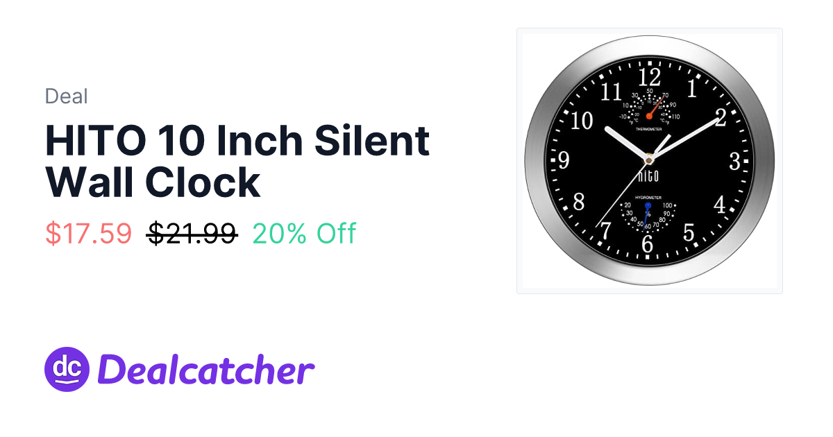 Amazon - HITO 10 Inch Silent Wall Clock $17.59