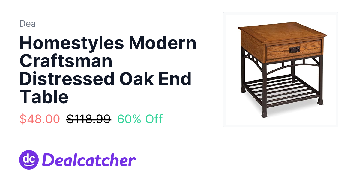 Amazon - Homestyles Modern Craftsman Distressed Oak End Table $48.00